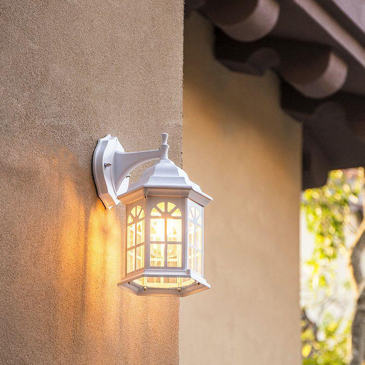 Lampe murale à une lumière en cylindre en verre et aluminium rustique traditionnel étanche pour patio extérieur 