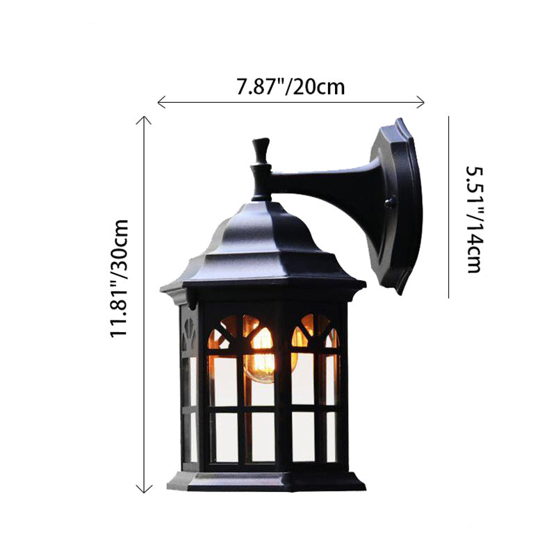 Lampe murale à une lumière en cylindre en verre et aluminium rustique traditionnel étanche pour patio extérieur 