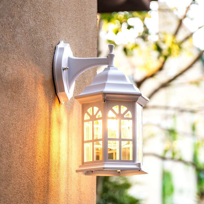 Lampe murale à une lumière en cylindre en verre et aluminium rustique traditionnel étanche pour patio extérieur 