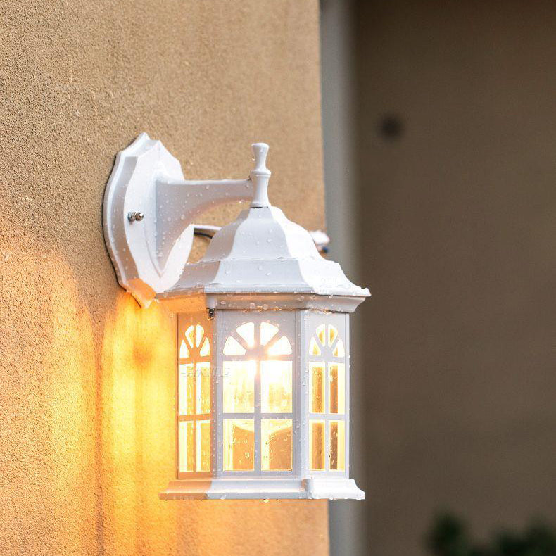 Lampe murale à une lumière en cylindre en verre et aluminium rustique traditionnel étanche pour patio extérieur 