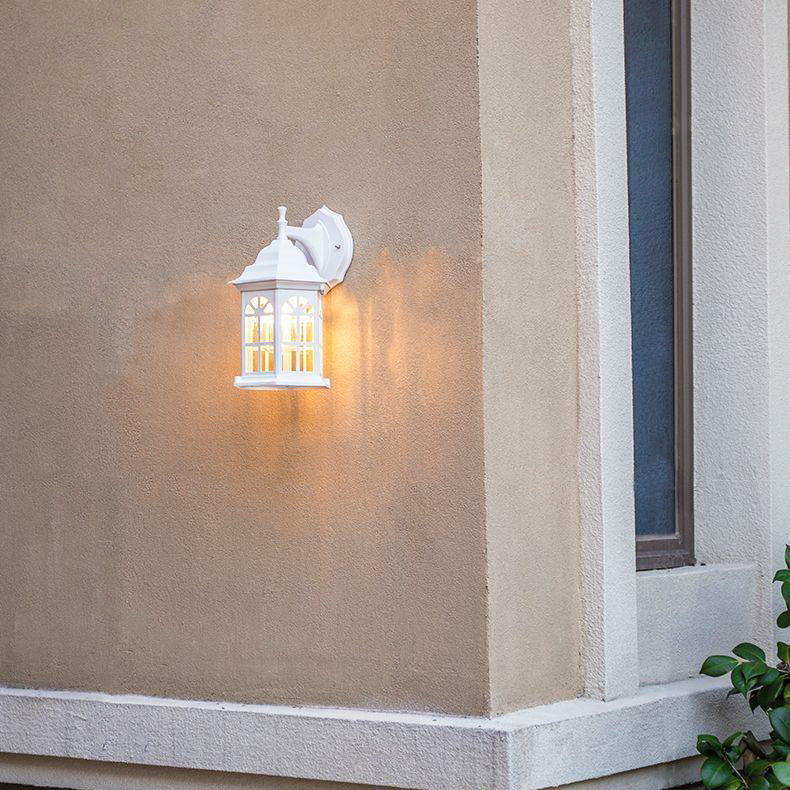 Lampe murale à une lumière en cylindre en verre et aluminium rustique traditionnel étanche pour patio extérieur 