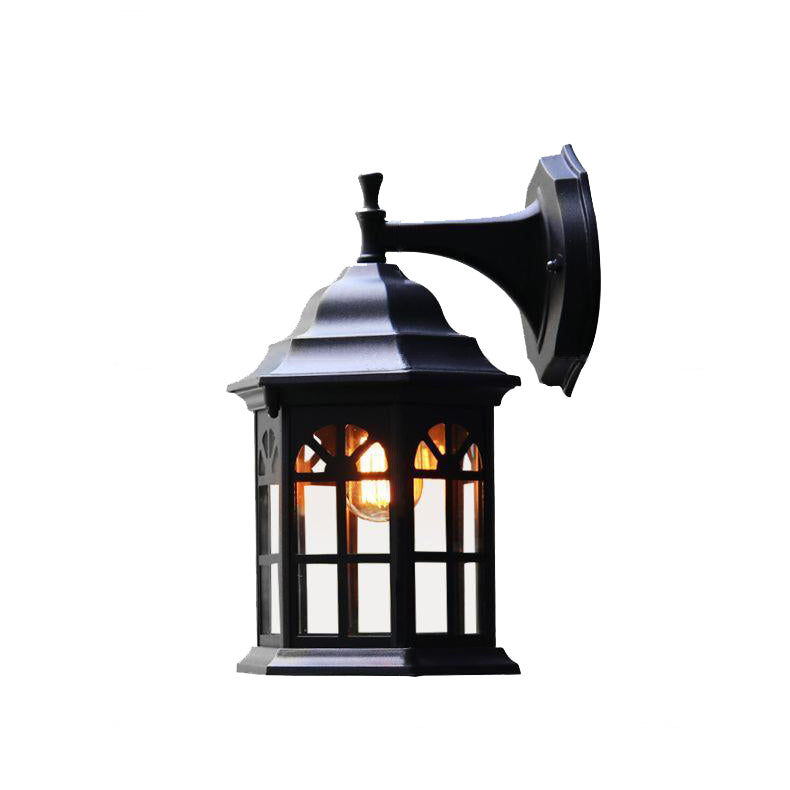 Lampe murale à une lumière en cylindre en verre et aluminium rustique traditionnel étanche pour patio extérieur 