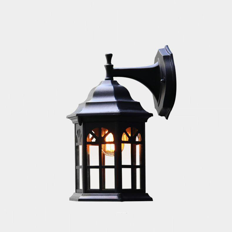Lampe murale à une lumière en cylindre en verre et aluminium rustique traditionnel étanche pour patio extérieur 