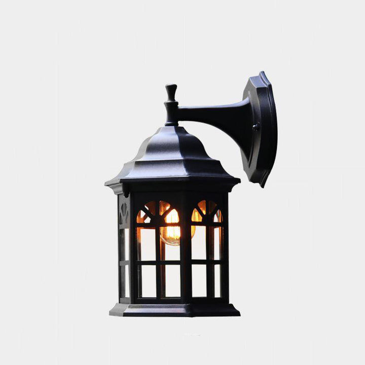 Lampe murale à une lumière en cylindre en verre et aluminium rustique traditionnel étanche pour patio extérieur 