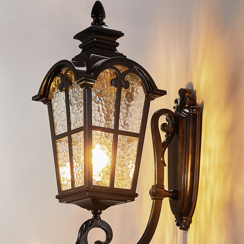 Traditionelle Vintage rechteckige 1-flammige Wandleuchte aus Aluminiumglas für den Eingangsbereich 