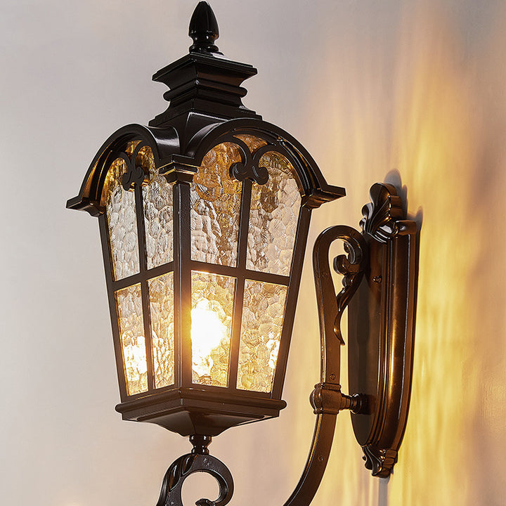 Traditionelle Vintage rechteckige 1-flammige Wandleuchte aus Aluminiumglas für den Eingangsbereich 