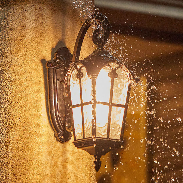 Traditionelle Vintage rechteckige 1-flammige Wandleuchte aus Aluminiumglas für den Eingangsbereich 
