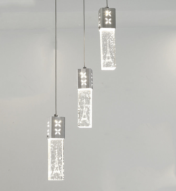 Zeitgenössischer kreativer langer Streifen-Aluminium-Edelstahl-Crysta-LED-Kronleuchter für Wohnzimmer 