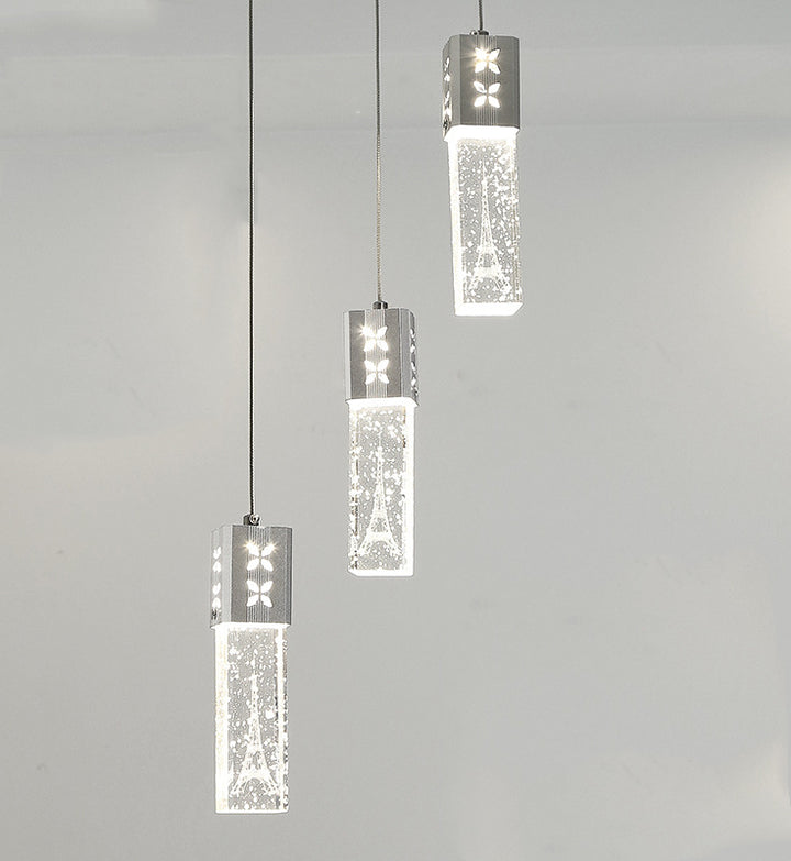 Zeitgenössischer kreativer langer Streifen-Aluminium-Edelstahl-Crysta-LED-Kronleuchter für Wohnzimmer 