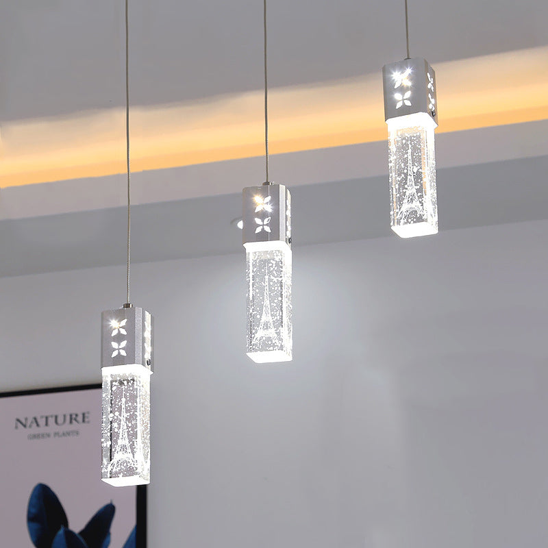 Zeitgenössischer kreativer langer Streifen-Aluminium-Edelstahl-Crysta-LED-Kronleuchter für Wohnzimmer 