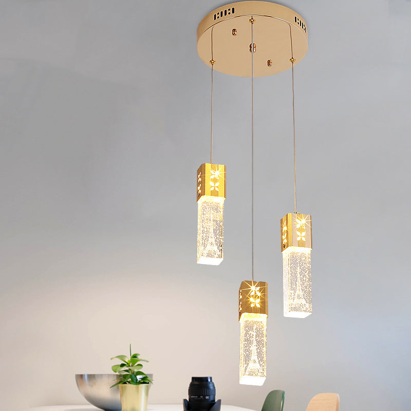 Zeitgenössischer kreativer langer Streifen-Aluminium-Edelstahl-Crysta-LED-Kronleuchter für Wohnzimmer 