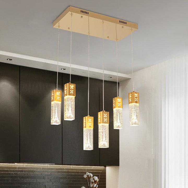 Zeitgenössischer kreativer langer Streifen-Aluminium-Edelstahl-Crysta-LED-Kronleuchter für Wohnzimmer 