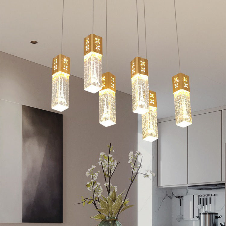 Zeitgenössischer kreativer langer Streifen-Aluminium-Edelstahl-Crysta-LED-Kronleuchter für Wohnzimmer 