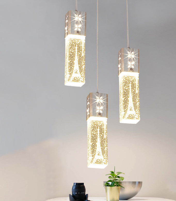 Zeitgenössischer kreativer langer Streifen-Aluminium-Edelstahl-Crysta-LED-Kronleuchter für Wohnzimmer 