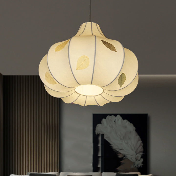 Suspension Luminaire à 1 Lumière en Tissu de Fer en Dôme Japonais Traditionnel pour Salon 