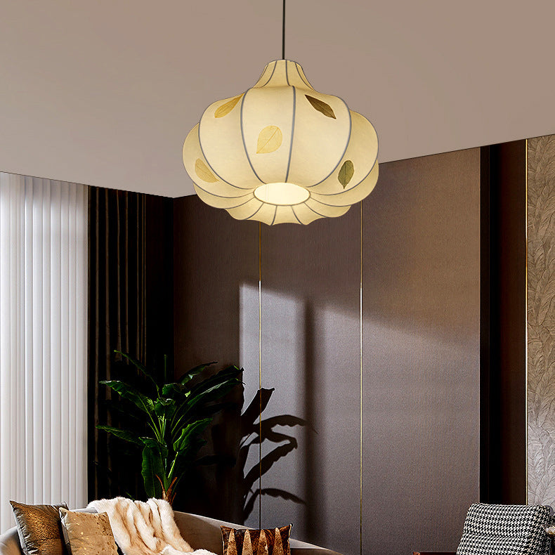 Suspension Luminaire à 1 Lumière en Tissu de Fer en Dôme Japonais Traditionnel pour Salon 