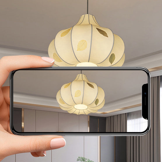 Suspension Luminaire à 1 Lumière en Tissu de Fer en Dôme Japonais Traditionnel pour Salon 