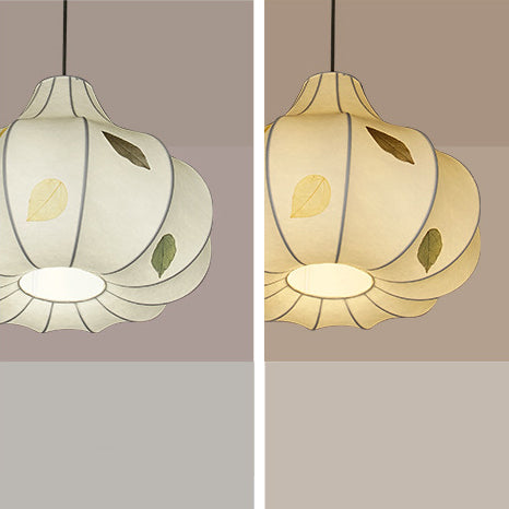Suspension Luminaire à 1 Lumière en Tissu de Fer en Dôme Japonais Traditionnel pour Salon 