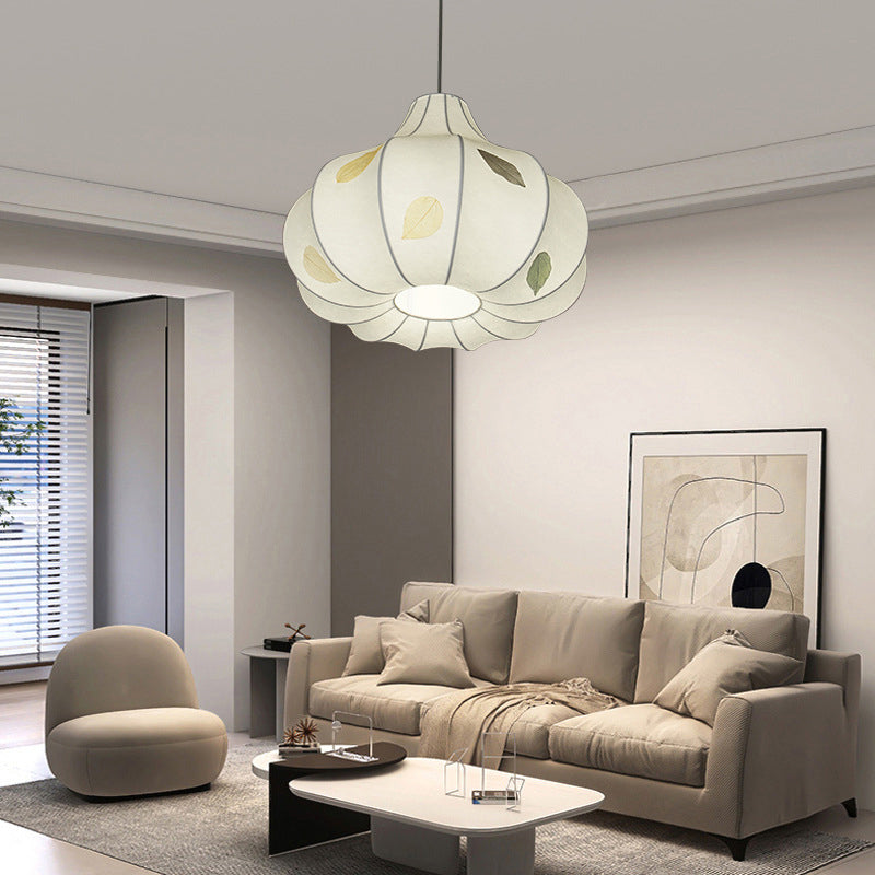 Suspension Luminaire à 1 Lumière en Tissu de Fer en Dôme Japonais Traditionnel pour Salon 