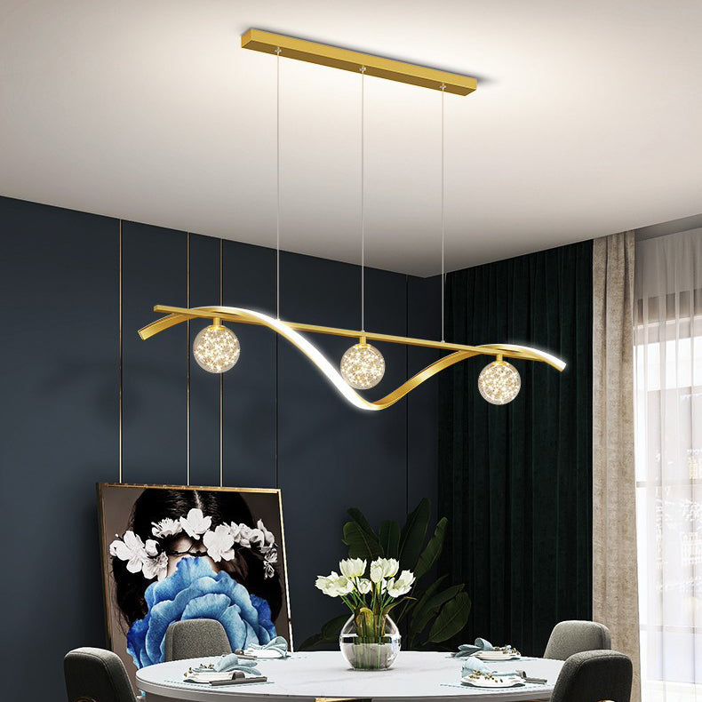 Zeitgenössische skandinavische Sternkurve Eisen Aluminium LED Kronleuchter Insel Licht für Esszimmer 