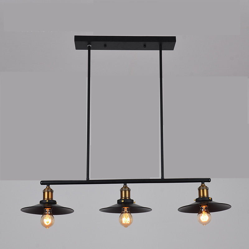 Traditionelle rustikale Scheibe Eisen Aluminium Glas 3-Licht Kronleuchter Insel Licht für Esszimmer 