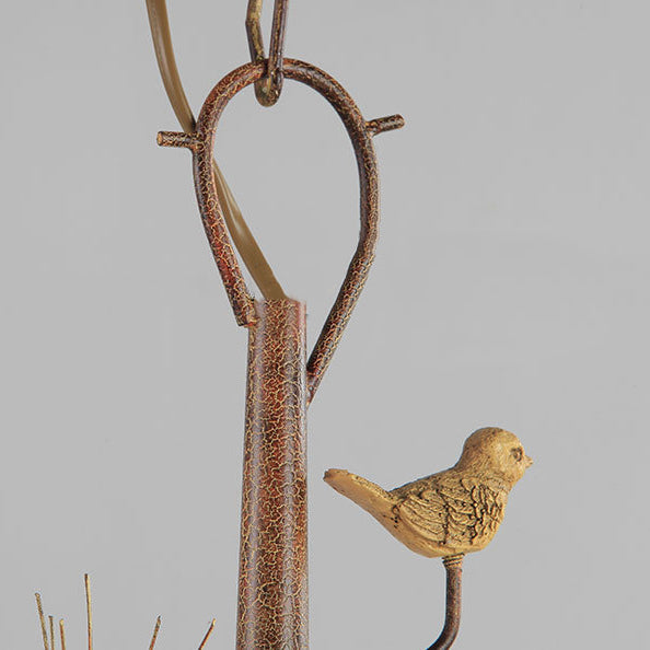 Traditioneller rustikaler Vogel-Eisen-Stoff-Kronleuchter mit 3/6 Lichtern für Wohnzimmer 
