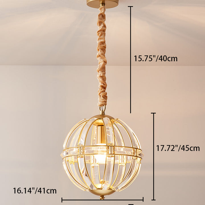 Modern Luxury Sphere Iron Crystal 3-Light Pendant Light For Living Room