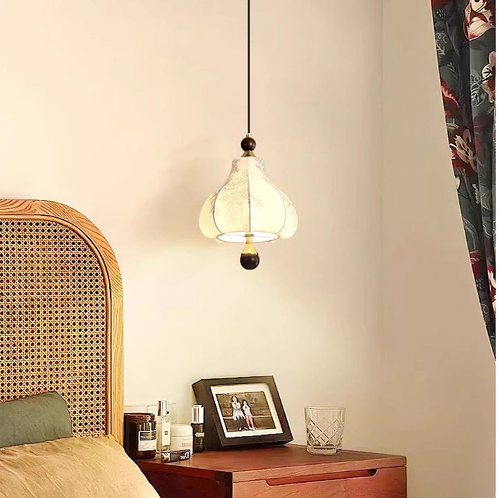 Suspension Luminaire 1 Lumière en Châtaignier Traditionnel Français avec Fer et Bois de Frêne pour Chambre 