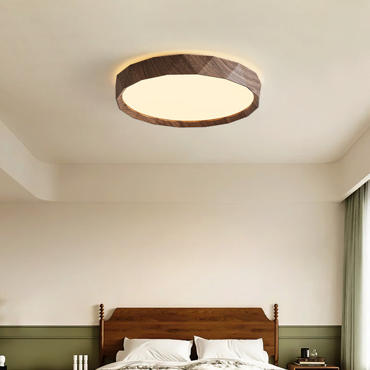 Plafonnier rond en fer traditionnel japonais à LED en acrylique pour chambre à coucher 