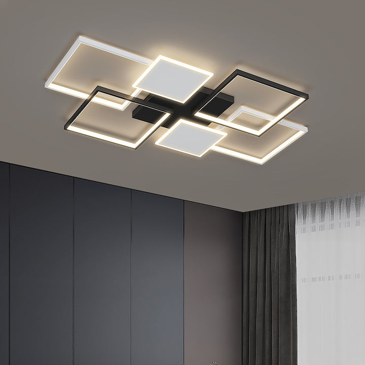 Plafonnier LED carré en fer et acrylique scandinave contemporain pour chambre 