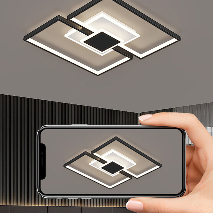 Plafonnier LED carré en fer et acrylique scandinave contemporain pour chambre 