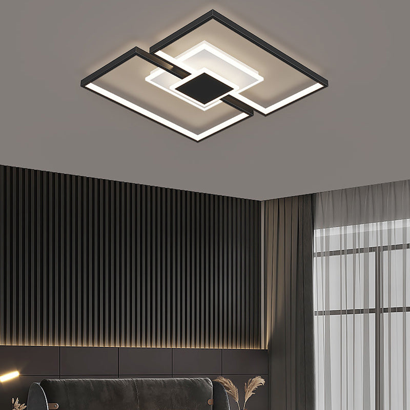 Plafonnier LED carré en fer et acrylique scandinave contemporain pour chambre 