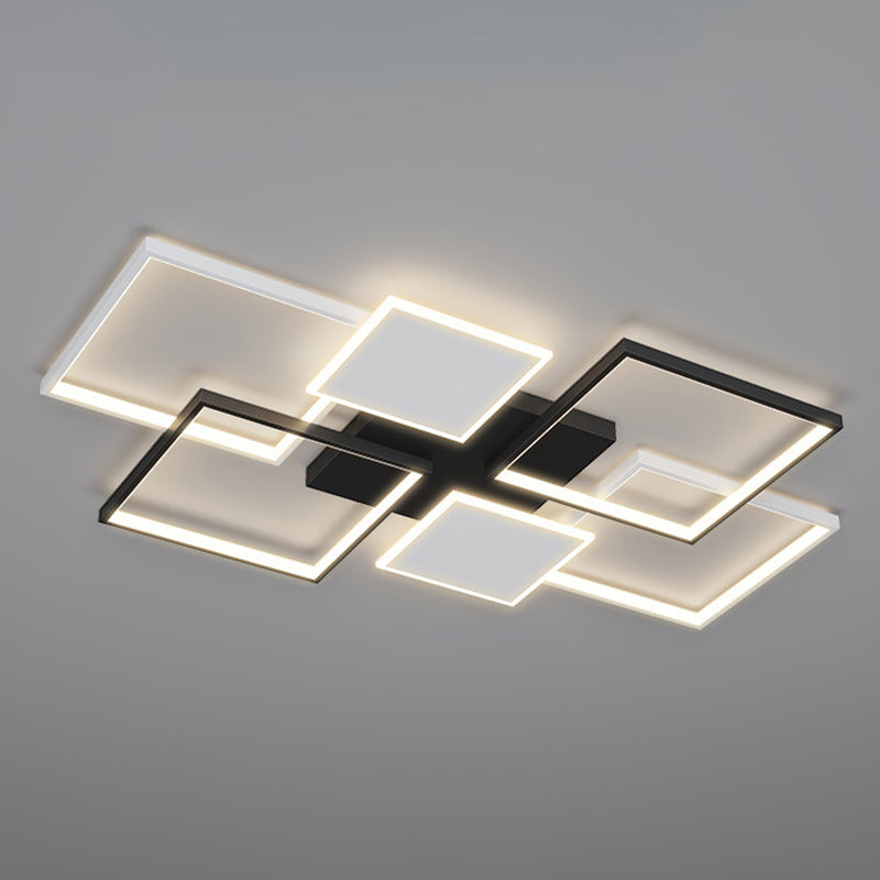 Plafonnier LED carré en fer et acrylique scandinave contemporain pour chambre 