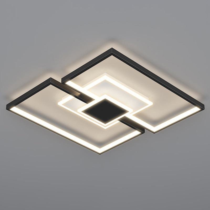 Plafonnier LED carré en fer et acrylique scandinave contemporain pour chambre 