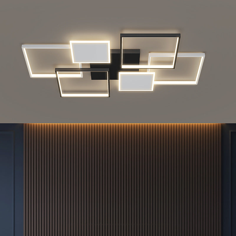 Plafonnier LED carré en fer et acrylique scandinave contemporain pour chambre 
