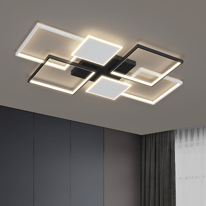 Plafonnier LED carré en fer et acrylique scandinave contemporain pour chambre 