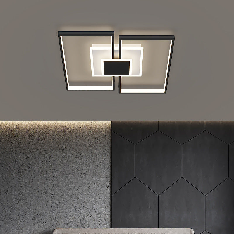 Plafonnier LED carré en fer et acrylique scandinave contemporain pour chambre 