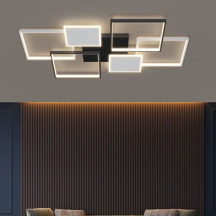 Plafonnier LED carré en fer et acrylique scandinave contemporain pour chambre 