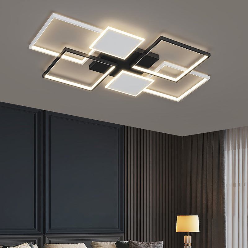 Plafonnier LED carré en fer et acrylique scandinave contemporain pour chambre 