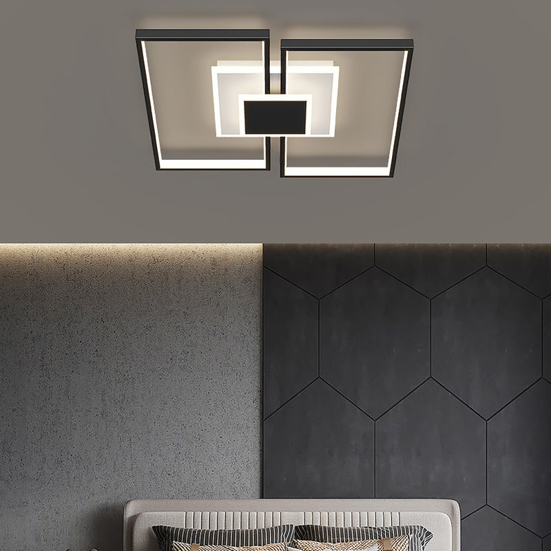 Plafonnier LED carré en fer et acrylique scandinave contemporain pour chambre 