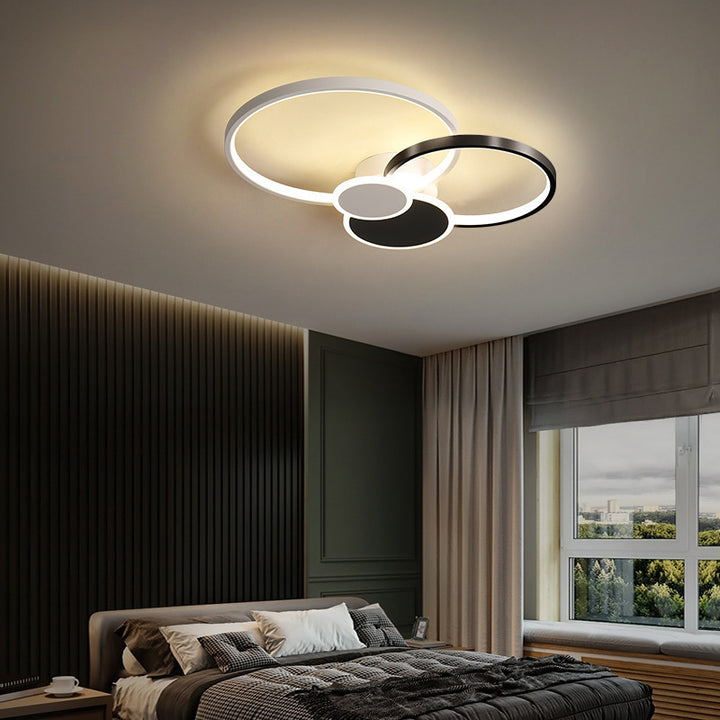 Lumière de plafond semi-encastrée LED en fer, silicone et acrylique circulaire minimaliste moderne pour chambre 