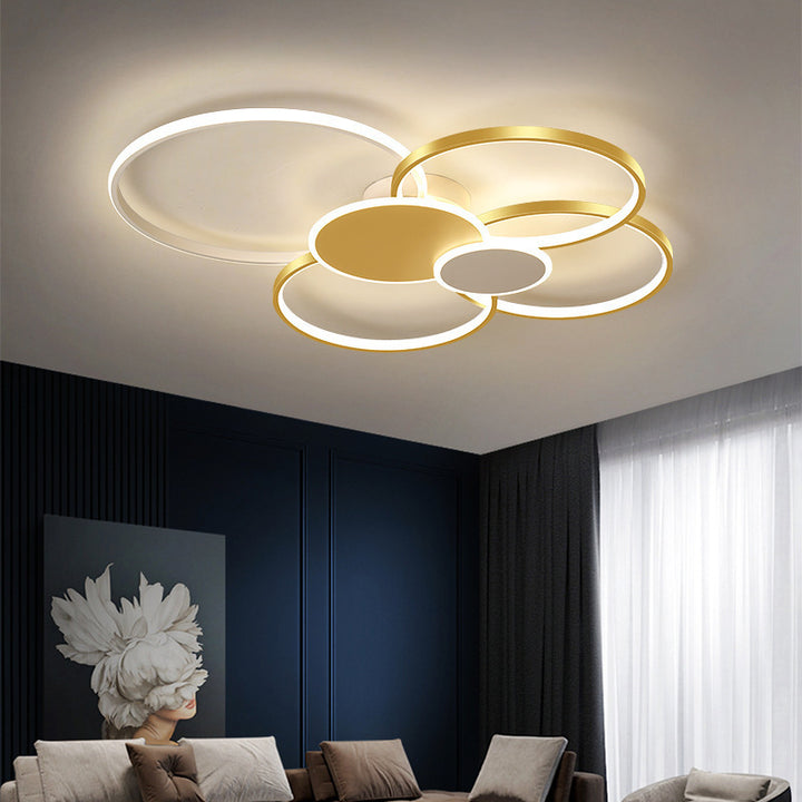 Lumière de plafond semi-encastrée LED en fer, silicone et acrylique circulaire minimaliste moderne pour chambre 