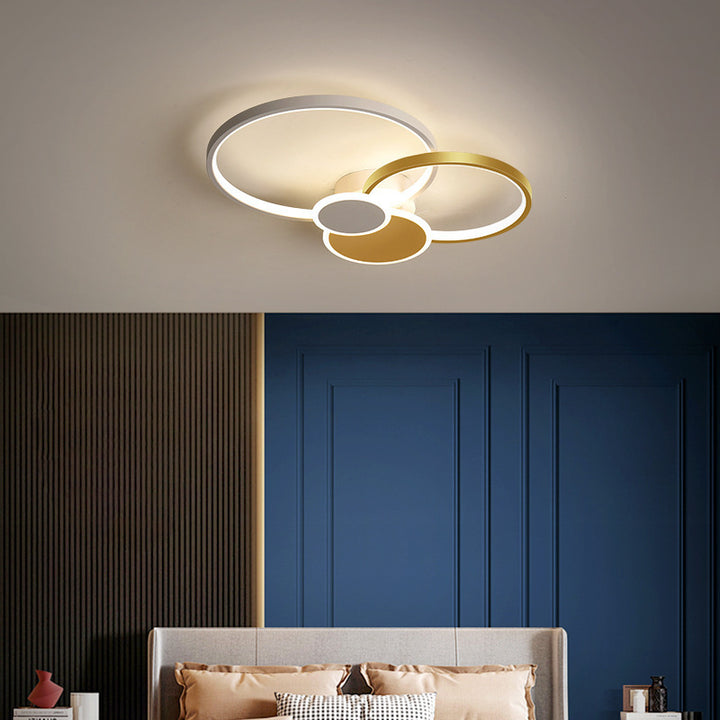 Moderne minimalistische Kreis Eisen Silikon Acryl LED Semi-Flush Mount Deckenleuchte für Schlafzimmer 