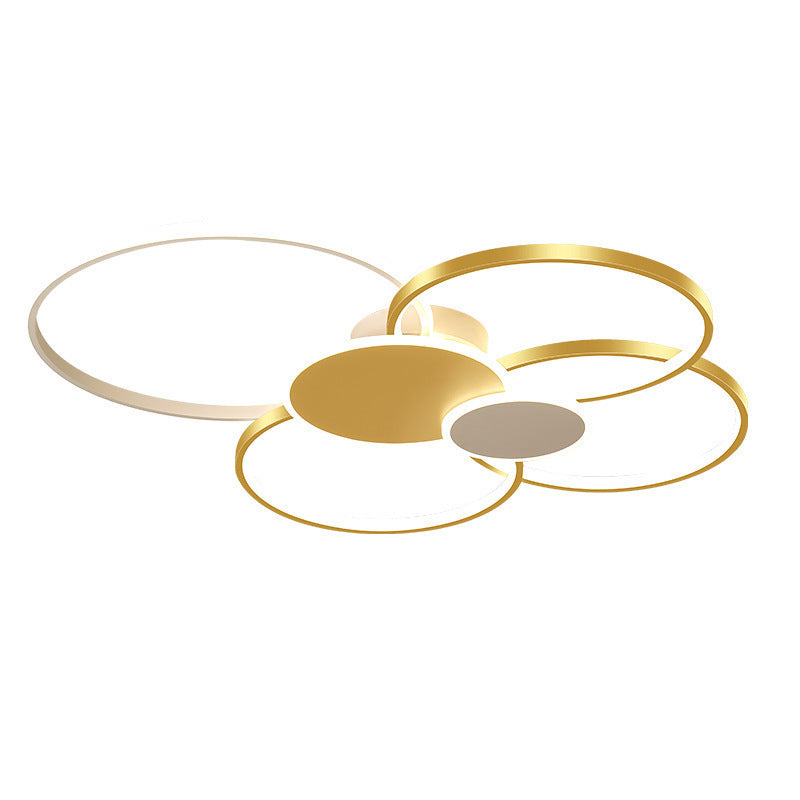 Moderne minimalistische Kreis Eisen Silikon Acryl LED Semi-Flush Mount Deckenleuchte für Schlafzimmer 