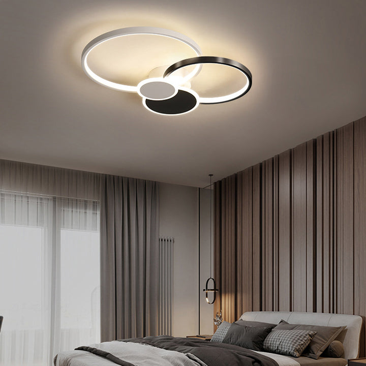 Moderne minimalistische Kreis Eisen Silikon Acryl LED Semi-Flush Mount Deckenleuchte für Schlafzimmer 