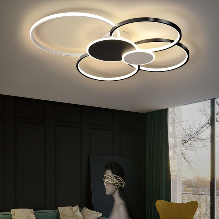 Moderne minimalistische Kreis Eisen Silikon Acryl LED Semi-Flush Mount Deckenleuchte für Schlafzimmer 