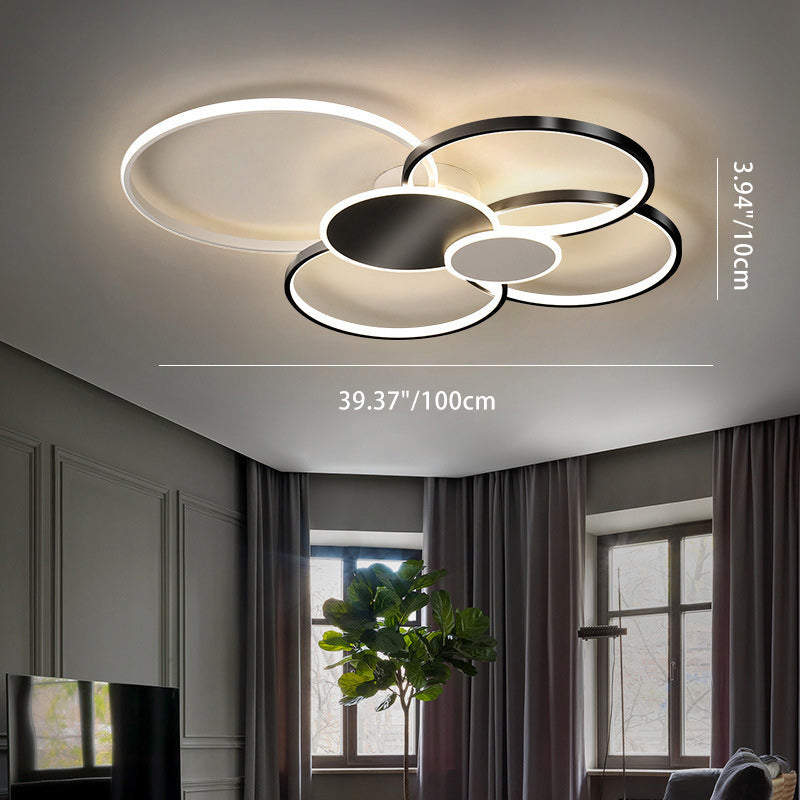 Moderne minimalistische Kreis Eisen Silikon Acryl LED Semi-Flush Mount Deckenleuchte für Schlafzimmer 