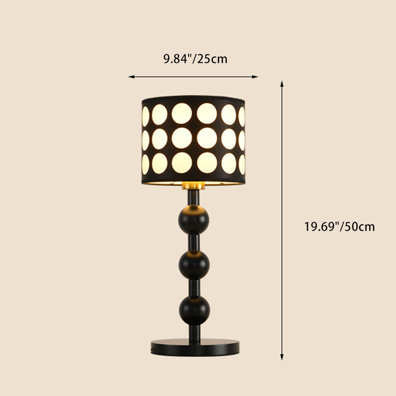 Lámpara de Mesa de Tela de Roble Cilíndrico Francés Tradicional de 1 Luz para Dormitorio 