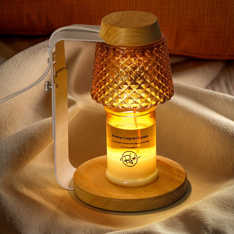 Lampe de table en métal et verre Art déco moderne à 1 lumière en forme de frustum avec cire fondue pour chambre 