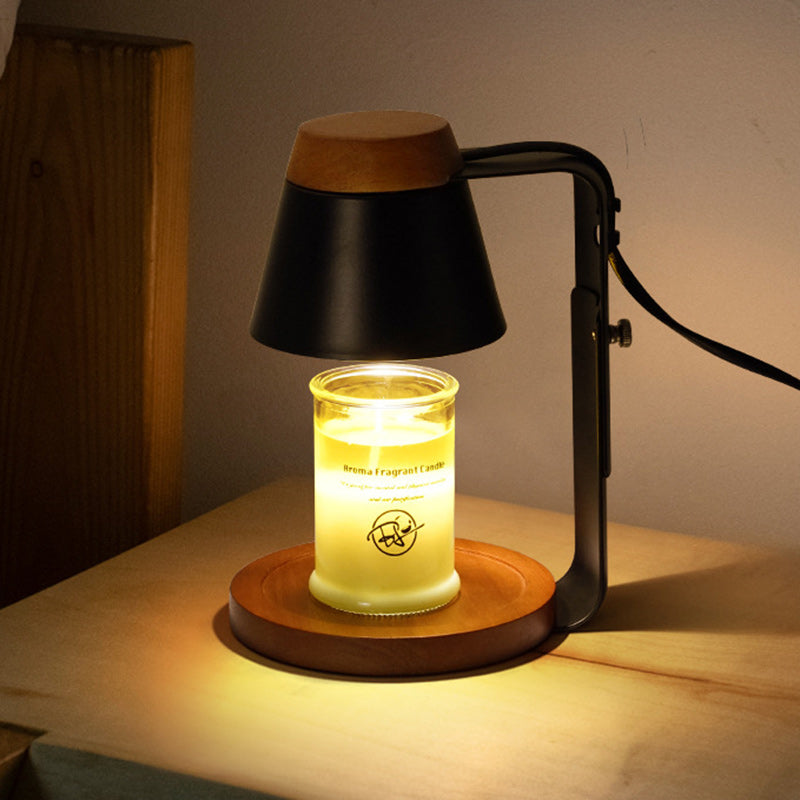 Lampe de table en métal et verre Art déco moderne à 1 lumière en forme de frustum avec cire fondue pour chambre 